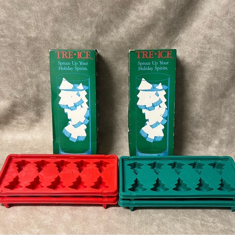Vintage Tre Ice Christmas Tree Ice Cube Trays -Set of 2 Boxes